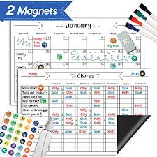 Magnetic Whiteboard Chore Chart Reusable Dry Erase Calendar Set For Kids Teens Adults Reward Behavior Chart Kids Responsibility Magnets