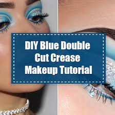 diy blue double cut crease makeup tutorial
