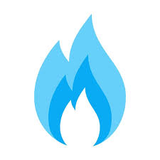 Gas Burner With Fire Blue Flame Icon