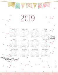 Free Printable 2019 Yearly Calendar At A Glance 101