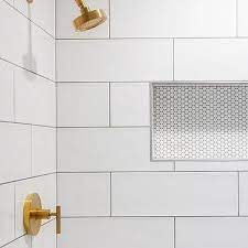 White Subway Tiles With Gray Grout