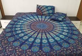 dark blue mandala bed sheets queen size