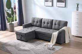 lucca gray fabric reversible sectional