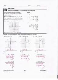 9 5 Solving Quadratic Equations By Graphing