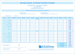 Biweekly Timesheet Template Free Excel Templates Clicktime Bi Weekly