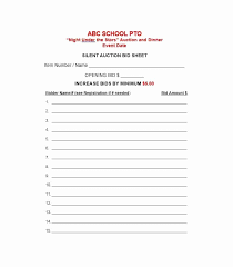 Silent Auction Sheet Template Stanley Tretick