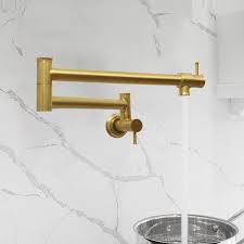 Akicon Wall Mount Pot Filler Faucet In Brushed Gold
