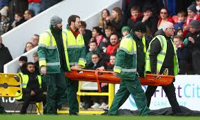 Referee stretchered off at Swindon Town after getting hit by ball in the 
head as Charlie Austin scores on...