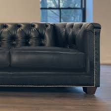 Black Leather Tuxedo Sofa Min