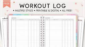 printable simple workout log template