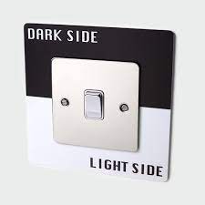 The most common black light switch material is plastic. Dark Side Light Side Light Switch Surround Gaming Displays