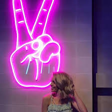 led neon peace sign wall art large