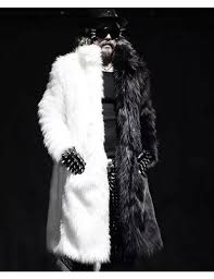 Men S Black And White Long Fur Coat