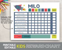 Boy Reward Chart Rocket Ship Editable Pdf Printable Reward Chart Kids Schedule Behavior Chart Routine Chart 8 5x11 Fillable Printable Pdf