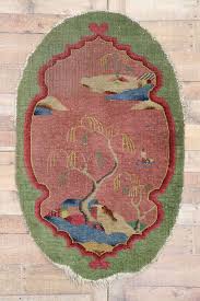 antique chinese art deco oval rug 77615