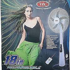 ox 18 inches rechargeable standing fan