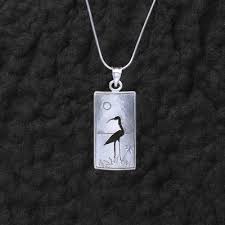 sterling heron on chain necklace by