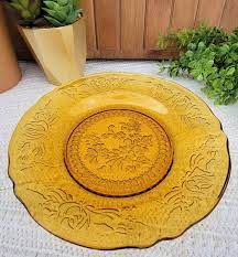 Antique Rare Amber Glass Plate Made In