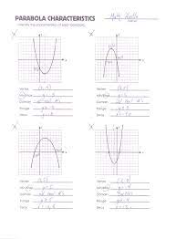 parabola review worksheet quadratics