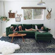 green sofa small living room decor