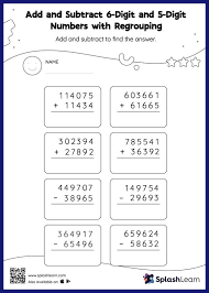 Subtract 6 Digit And 5 Digit Numbers