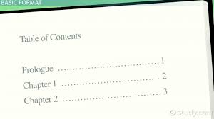 Table Of Contents Definition Format