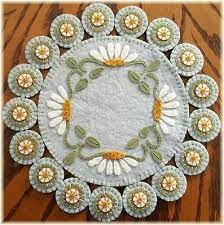 daisies penny rug candle mat wool