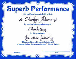 Certificate Of Appreciation For Outstanding Performance Rome
