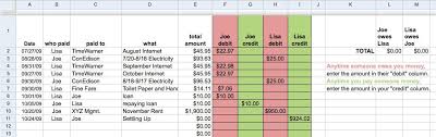 A Spreadsheet To Track Shared Expenses For Two Roommates
