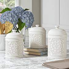 Browse greatest and cheap kitchen canister collection here. One Allium Way Embossed 3 Piece Kitchen Canister Set Reviews Wayfair