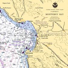 California Monterey Bay Nautical Chart Decor
