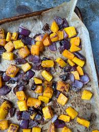 roasted ernut squash and red onion