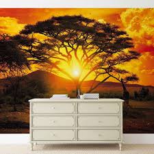 Sunset Africa Nature Tree Wall Paper