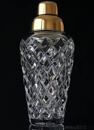 Cocktail Shaker Crystal Glass Gold Top