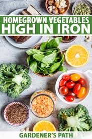 homegrown vegetables high in iron