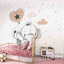 Xl Cute Elephant Wall Mural Girls