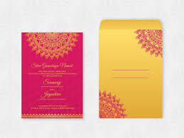 decorative hindu wedding card vector