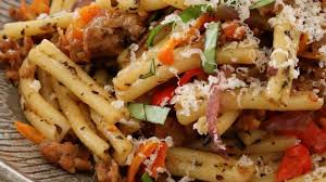 casarecce pasta with sweet peppers