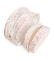 harrods pink toile cosmetic bag set of