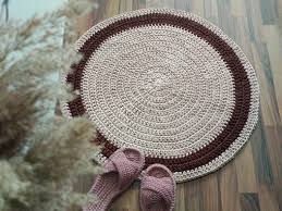 handmade crochet round striped rug