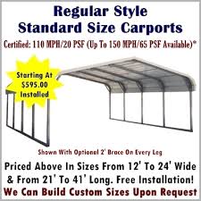 When you purchase a metal carport kit at texwin carports, not only will you be saving money on these kits have been designed to make the process of buying and installing easier, faster, and cheaper. Regular Style Metal Carport Prices Metal Carport Kit Prices 110 Mph Wind Speed Rating Price Shop Purchase Online