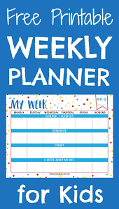 Weekly Planner Printable For Kids Pin Childrens Calendar