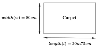 a carpet is 30 m 75 cm long and
