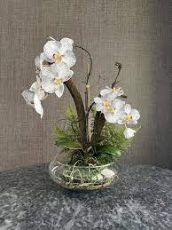 Luxe Striped Orchids Faux Flowers