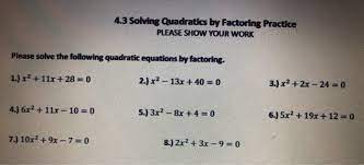 solved 4 3 solving quadratics by