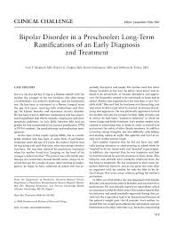 Pdf Bipolar Disorder In A Preschooler Long Term