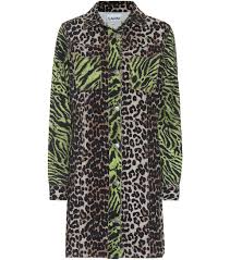Leopard Print Denim Shirt Dress