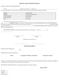 Deed of conveyance of freehold property. Philippines Deed Of Sale Of Motor Vehicle Form Download Printable Pdf Templateroller