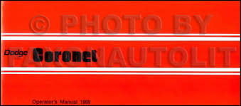 1969 Dodge Coronet Super Bee Rt Reprint Owners Manual 69
