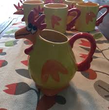 rooster tea pot and mugs set from